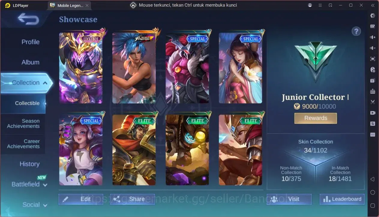 Mobile Legends: Bang Bang Accounts GLOBAL Hero 39 Skin 34|KOF Karina|Luckybox Saber|S image 8