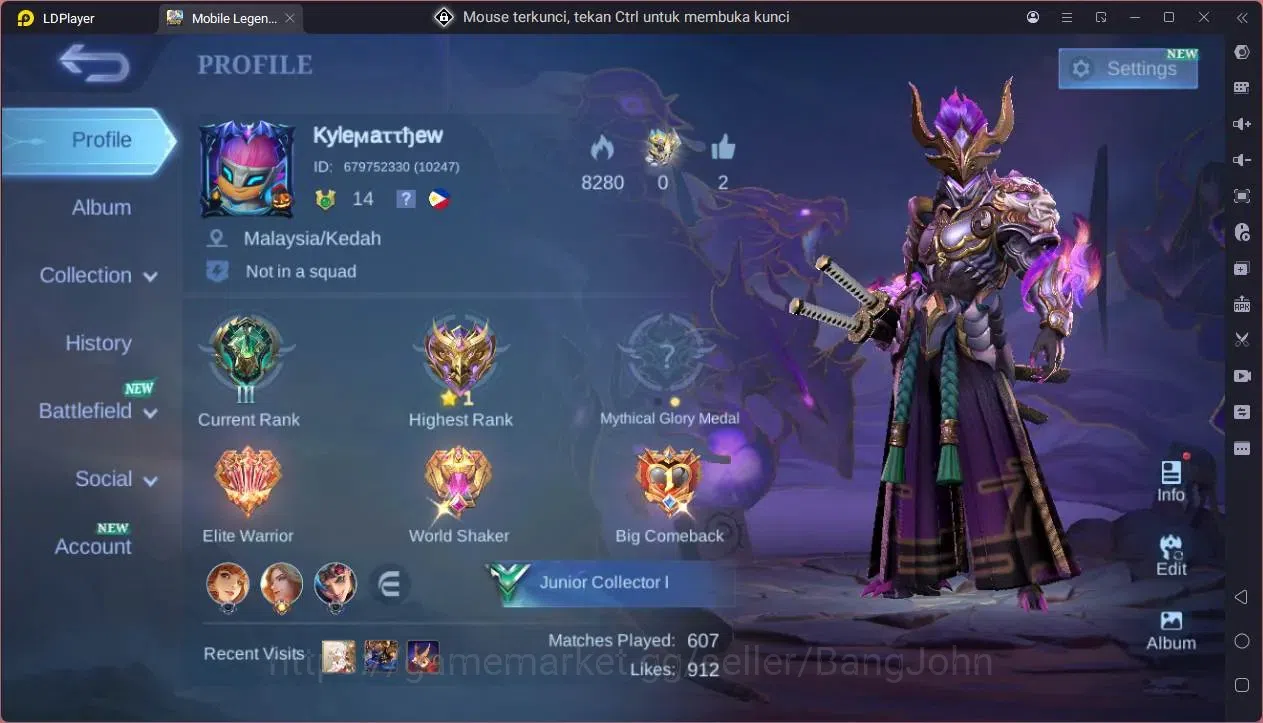 Mobile Legends: Bang Bang Accounts GLOBAL Hero 39 Skin 34|KOF Karina|Luckybox Saber|S image 9