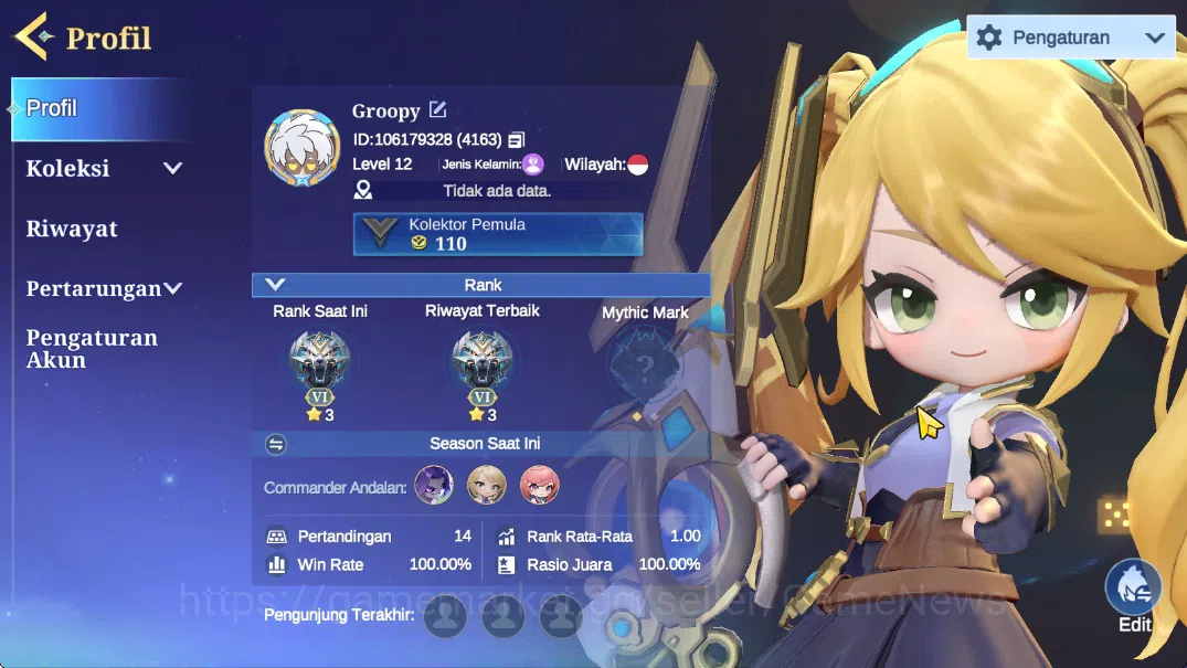 Magic Chess: Go Go Accounts 70 Beginner Diamond|9 Commander (Nana,Chou,Layla,Popol & Kupa,Johnson,Aamon,Wanwan,Etc)|1 Skin 1