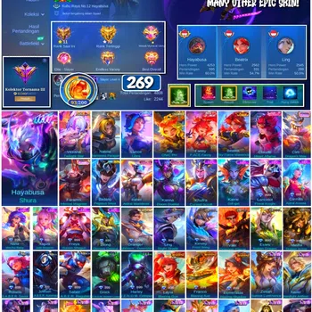 Mobile Legends: Bang Bang Accounts 🔥 #3995 🔥 269 Skins 💎 Renowned Collector III 👑 Legend Skin ⚔️ M-World Joy ONIC