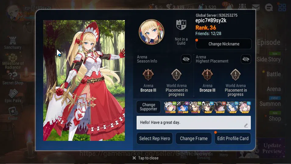 Epic Seven Accounts GLOBAL Unverif|New Era|3 ML(LW Peira,SE Celine, LC image 19