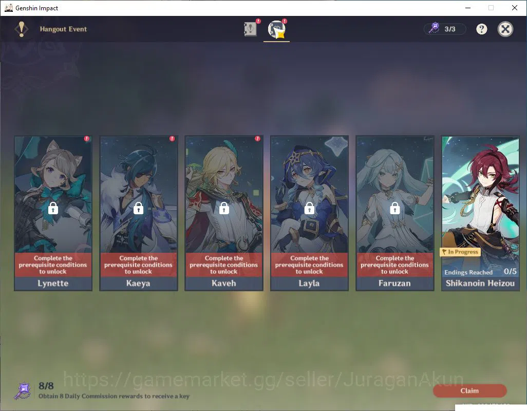 Genshin Impact Accounts Mid Game ASIA|AR 57 |7 Limited +4(*5 Weapon)|Xiao+Sign,Yoimiya,Yelan,Kazuha,Arlechino,Etc |Take 11