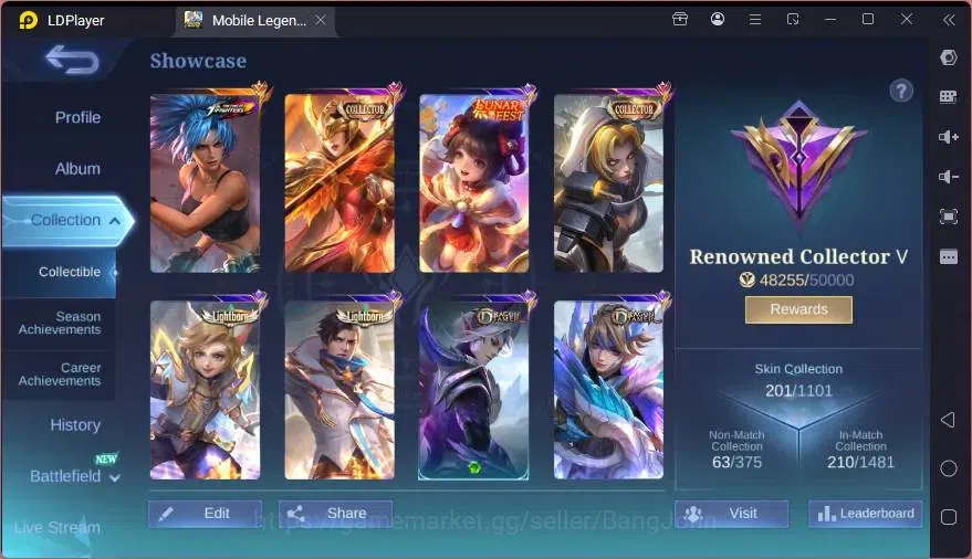 Mobile Legends: Bang Bang Accounts GLOBAL Hero 110 Skin 201 |CC Pharsa |KOF Karina|LI image 19