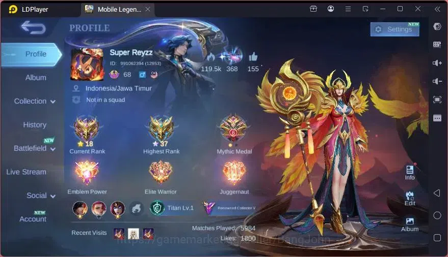 Mobile Legends: Bang Bang Accounts GLOBAL Hero 110 Skin 201 |CC Pharsa |KOF Karina|LI image 20