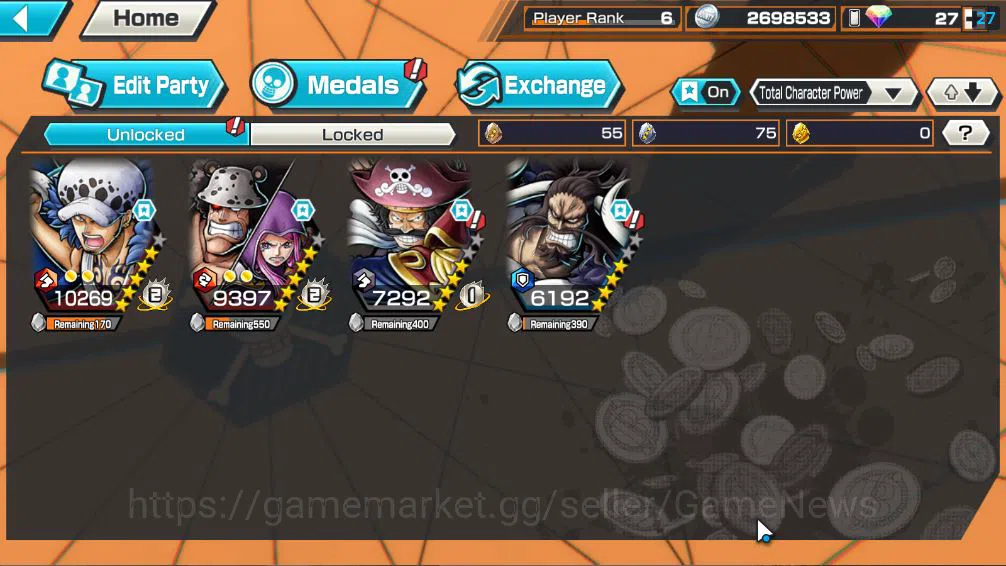 One Piece Bounty Rush Accounts Global|3  EX|Winner Island Trafalgar law,Gp Gol D. image 5