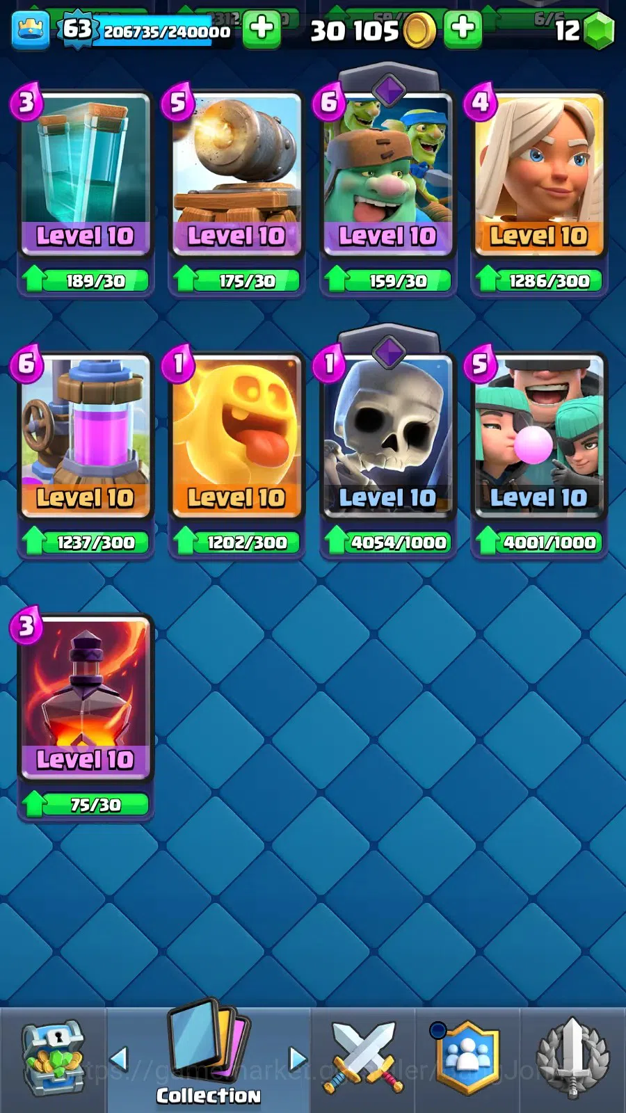 Clash Royale Accounts Lv 63|KTl 15|Trophy 11633|Card 121|4 Max|8 Champ|7 image 11