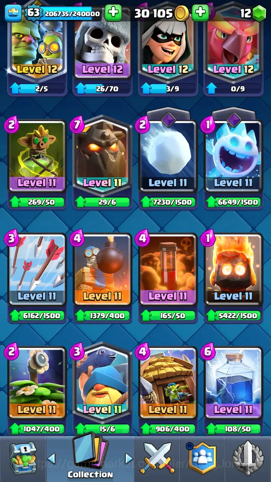 Clash Royale Accounts Lv 63|KTl 15|Trophy 11633|Card 121|4 Max|8 Champ|7 image 13
