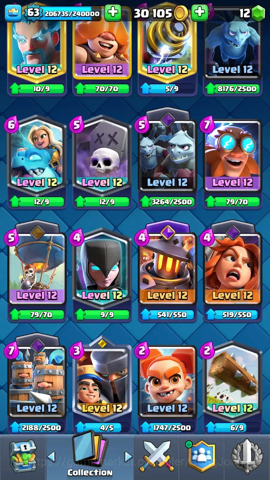 Clash Royale Accounts Lv 63|KTl 15|Trophy 11633|Card 121|4 Max|8 Champ|7 image 14