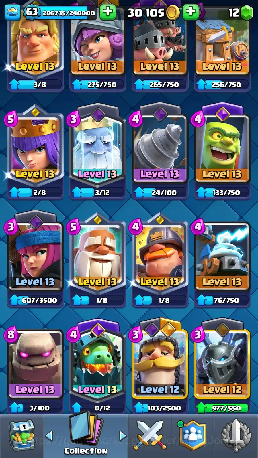 Clash Royale Accounts Lv 63|KTl 15|Trophy 11633|Card 121|4 Max|8 Champ|7 image 15