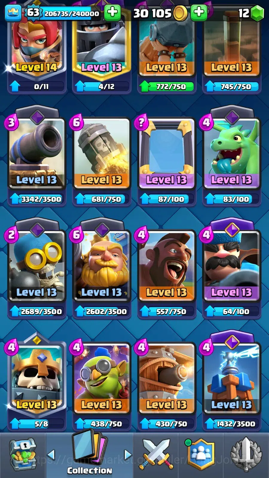 Clash Royale Accounts Lv 63|KTl 15|Trophy 11633|Card 121|4 Max|8 Champ|7 image 16