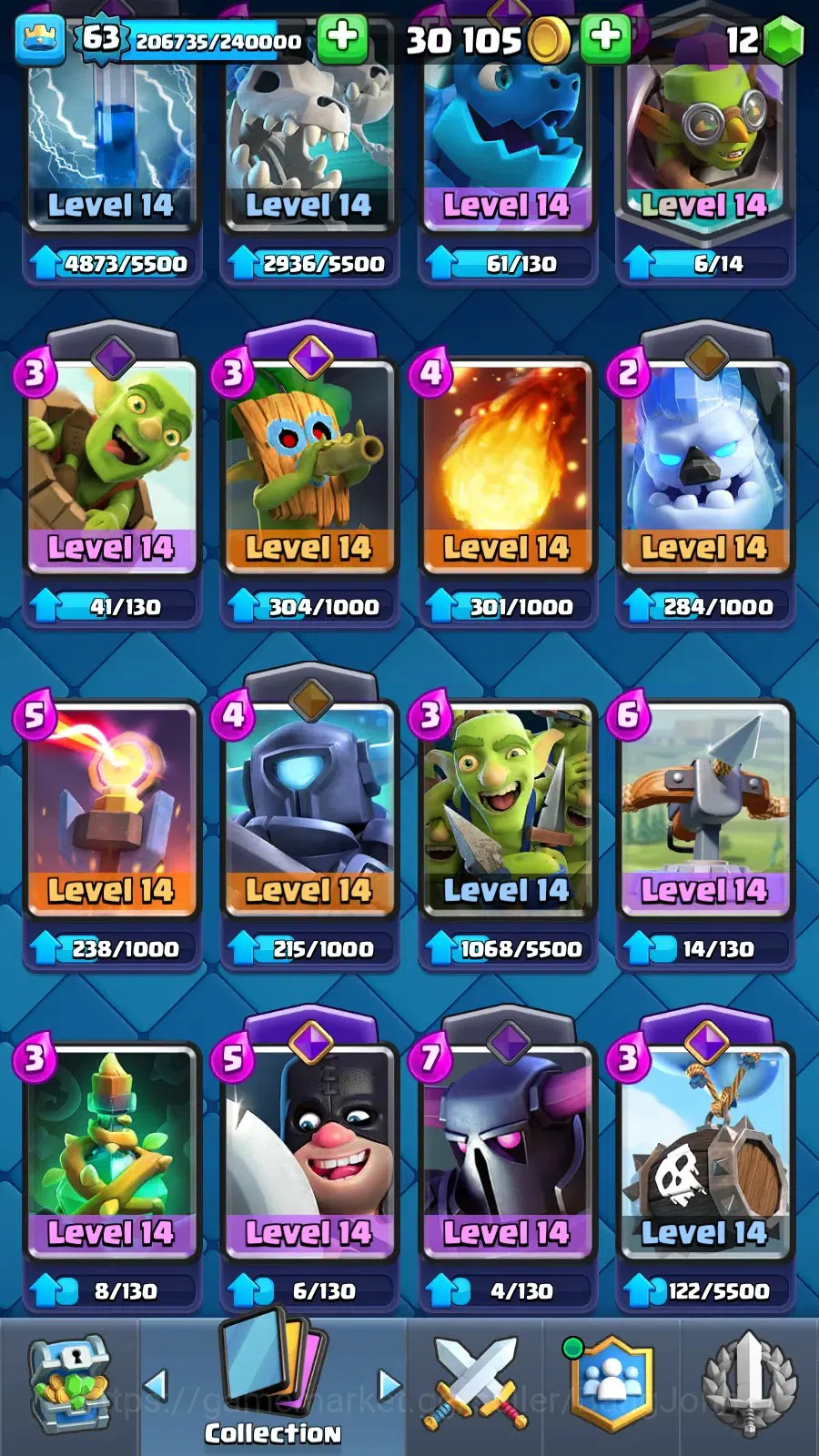 Clash Royale Accounts Lv 63|KTl 15|Trophy 11633|Card 121|4 Max|8 Champ|7 image 17