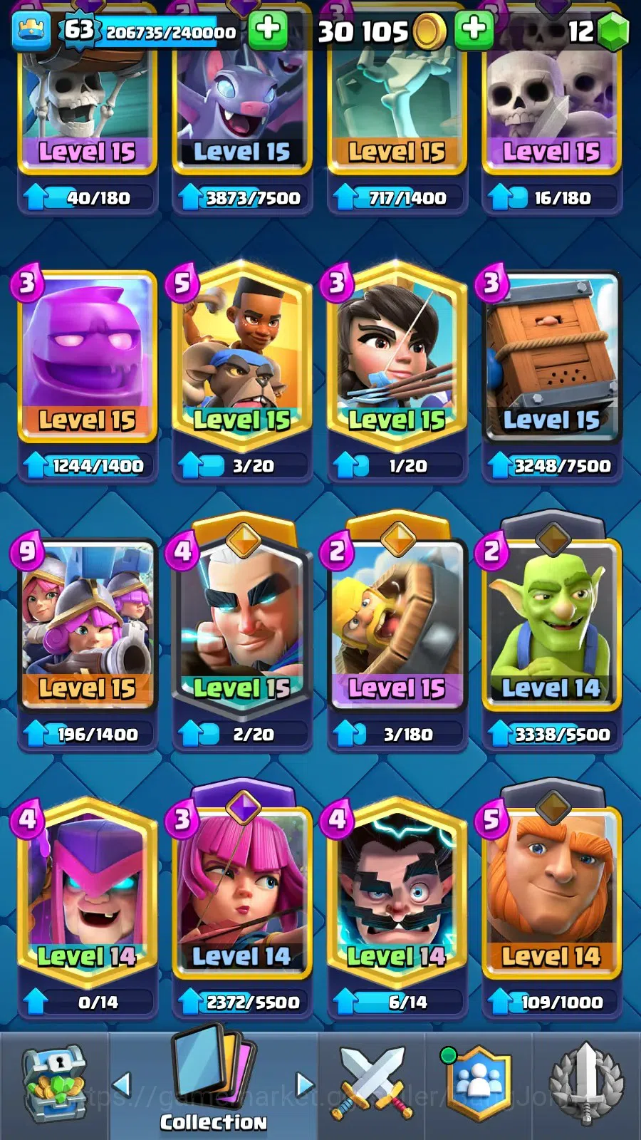 Clash Royale Accounts Lv 63|KTl 15|Trophy 11633|Card 121|4 Max|8 Champ|7 image 18