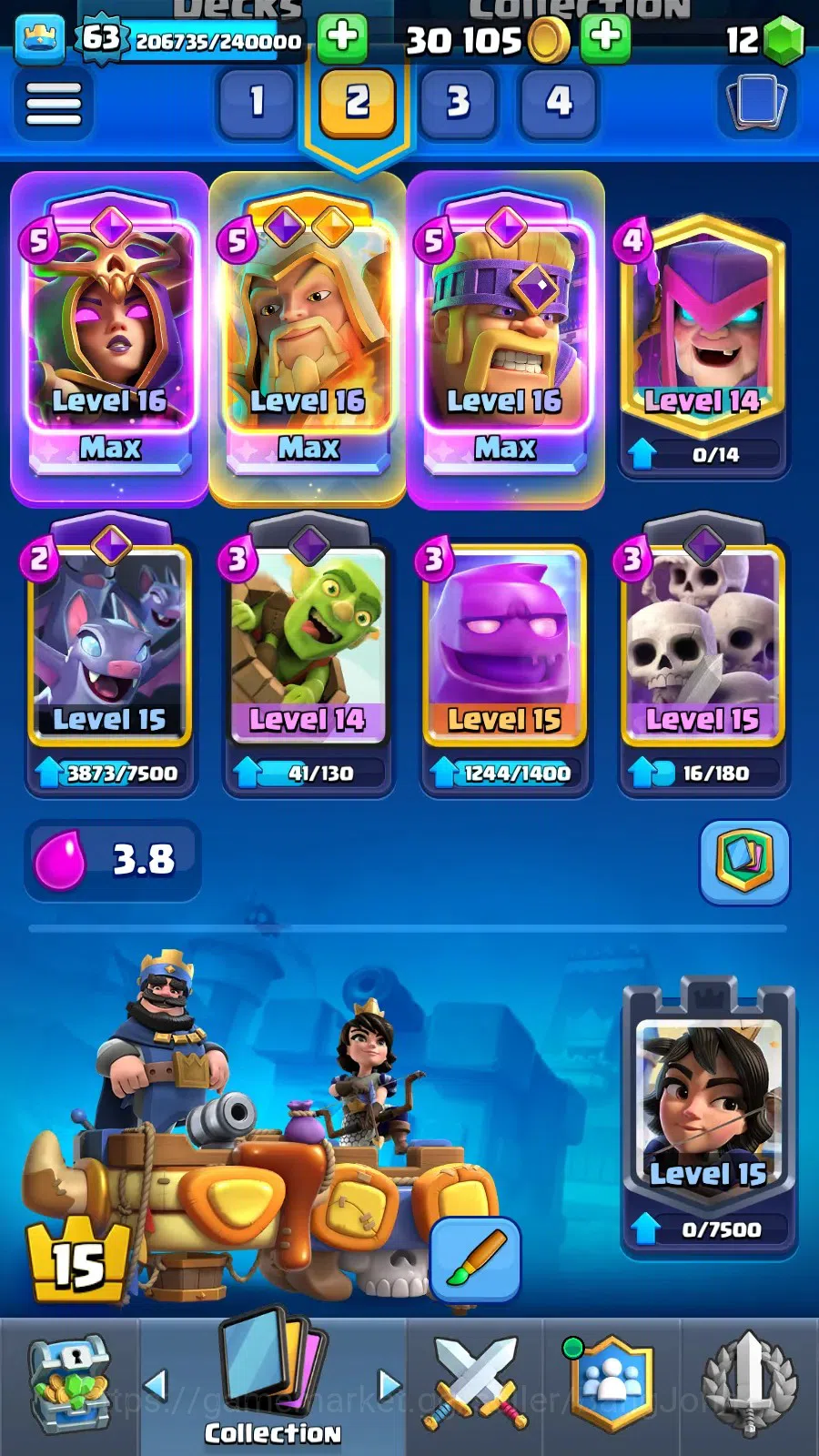 Clash Royale Accounts Lv 63|KTl 15|Trophy 11633|Card 121|4 Max|8 Champ|7 image 20