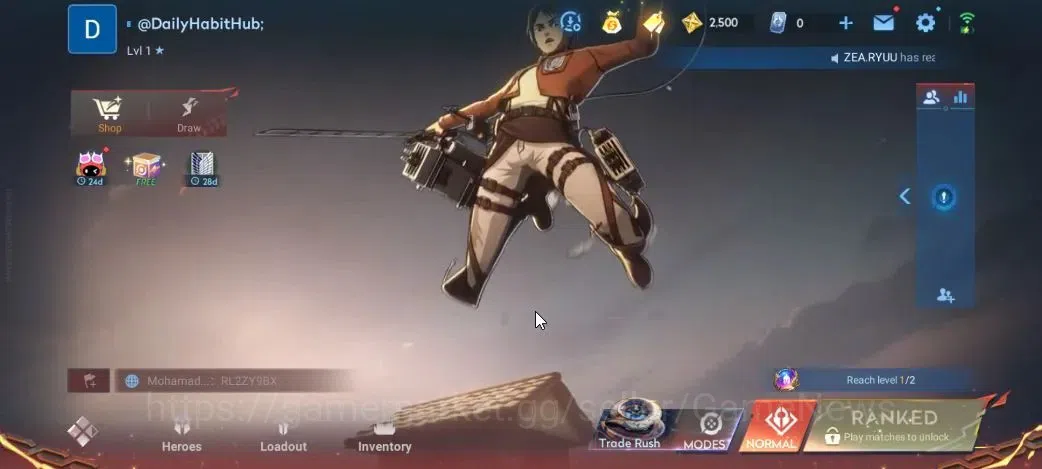 Honor of Kings Accounts Hero 7|Starter with Legend Skin Selection Chest(Di image 1