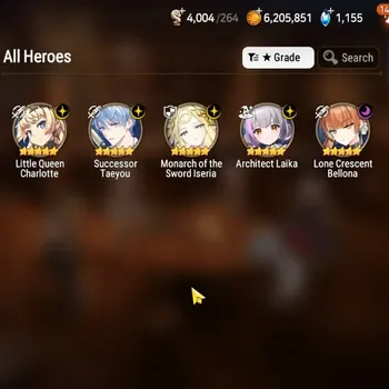 Epic Seven Accounts Starter Global UnVerif|5 ML(Monarch Iseria,LC Bellona,LQ Charlote,etc)+Haru+Art,AFS Flan,Estele,Etc|1K