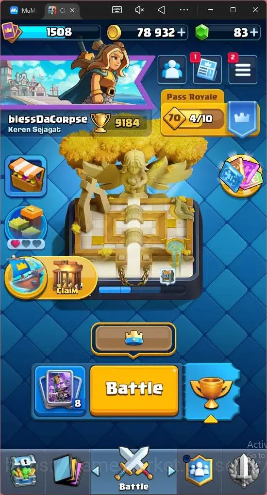 Clash Royale Accounts Mobile | KTL 14 | Trophy 9184 | 121 Cards | Arena image 1