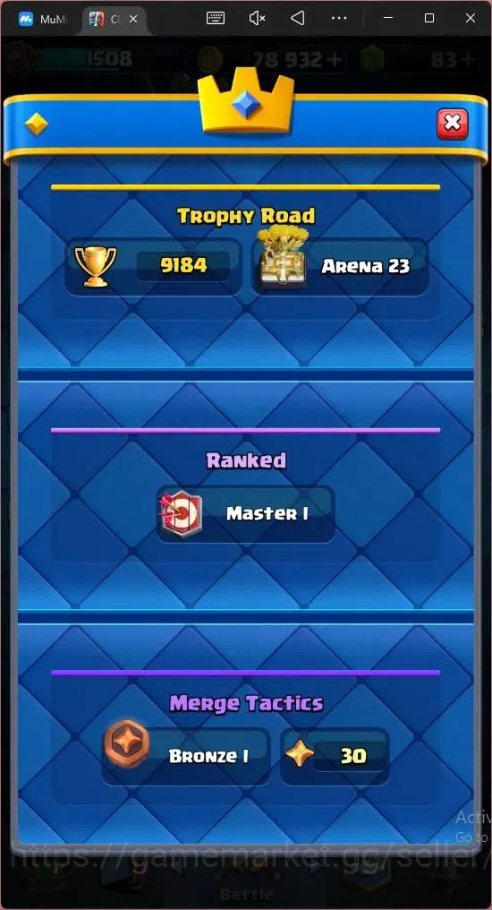 Clash Royale Accounts Mobile | KTL 14 | Trophy 9184 | 121 Cards | Arena image 15