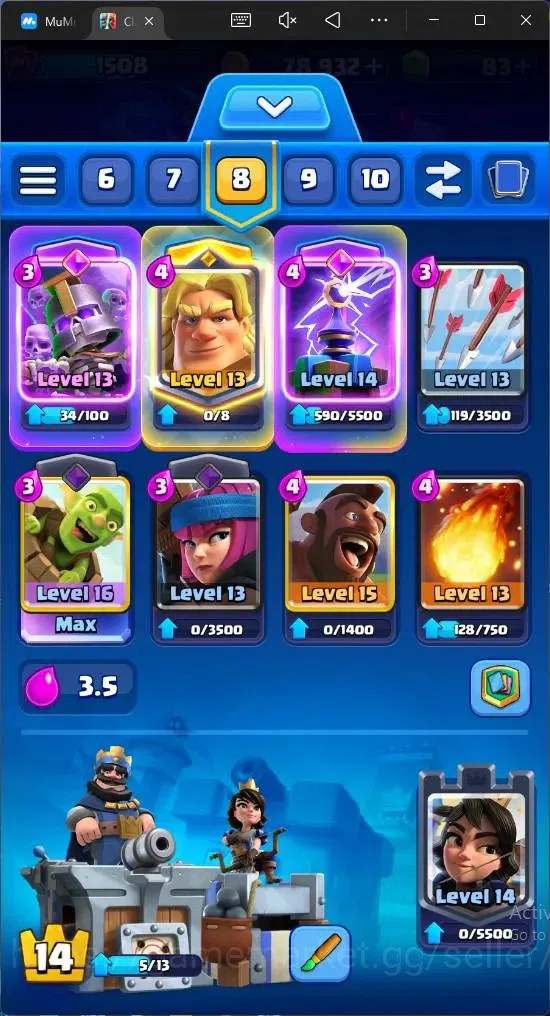Clash Royale Accounts Mobile | KTL 14 | Trophy 9184 | 121 Cards | Arena image 3