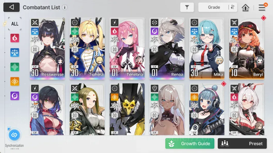 Chaos Zero Nightmare Accounts GLobal|Lv 26|4 SSR (Rossweisse+Sign,Tiphera, Tenebria, Renoa)|Story Act 1 Ch 3 Ep 1