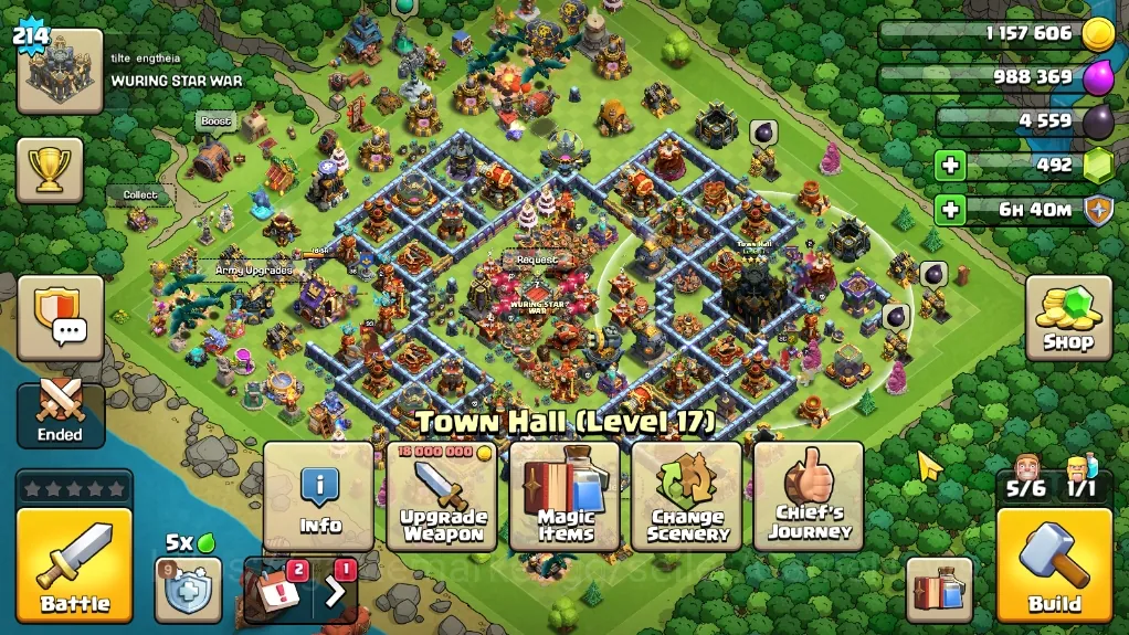 Clash of Clans Accounts High-End LV 214|TH 17-BH 10|HH 11|Limited Skin|BK 93,AQ 86,GW 70,MP 57,RC 36,DD 8|BM 31,BC 20|9 Gear 1