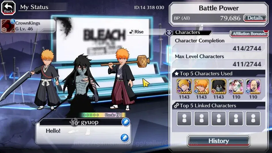 Bleach: Brave Souls Accounts [GLOBAL]20K Orbs+Fresh All Story|Ichigo 9th Aniv,H image 3