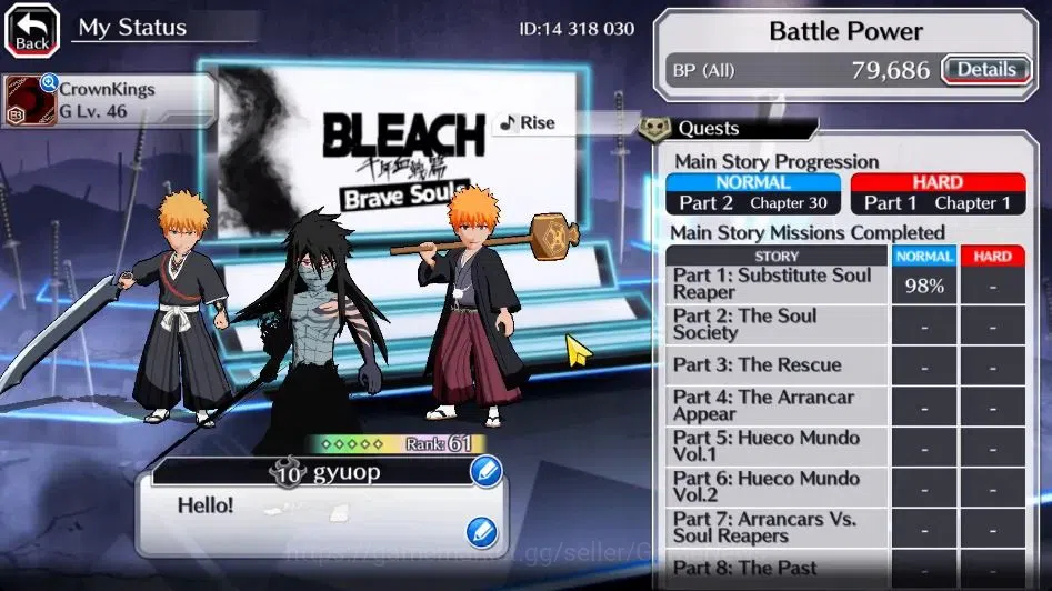 Bleach: Brave Souls Accounts [GLOBAL]20K Orbs+Fresh All Story|Ichigo 9th Aniv,H image 4