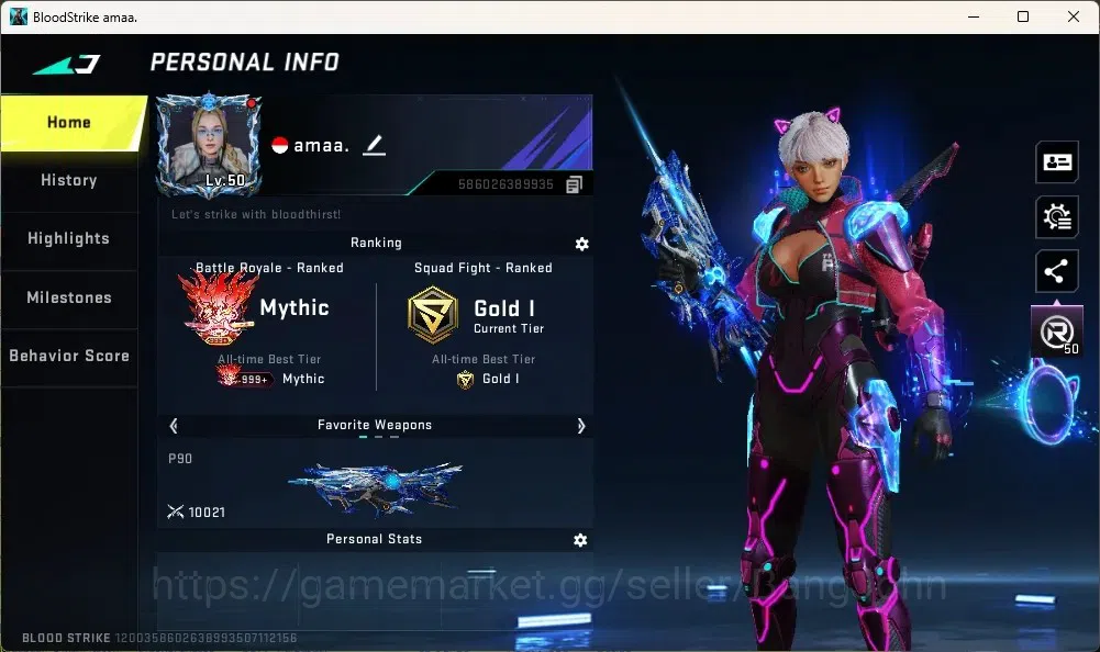 Blood Strike Accounts Collab Skin ASIA |1 Evo P90-Maestro| 2 ETERNAL GUN: AUG Empyrean, OBZ95 Whisper|1 Eternal Striker 1