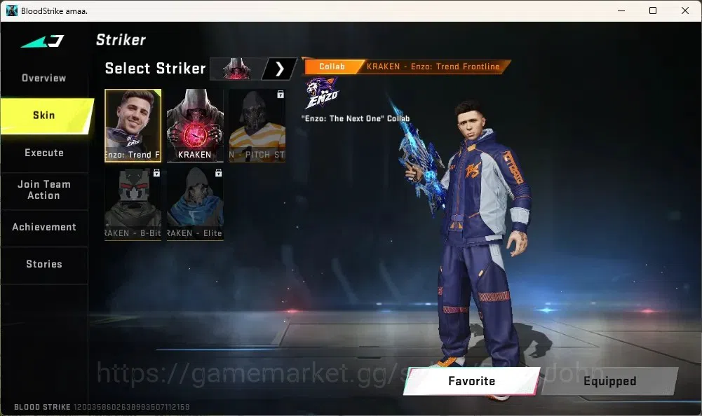 Blood Strike Accounts Collab Skin ASIA |1 Evo P90-Maestro| 2 ETERNAL GUN: AUG Empyrean, OBZ95 Whisper|1 Eternal Striker 19