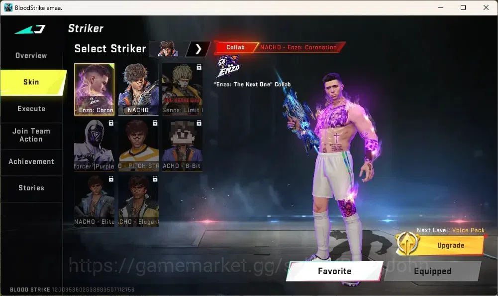 Blood Strike Accounts Collab Skin ASIA |1 Evo P90-Maestro| 2 ETERNAL GUN: AUG Empyrean, OBZ95 Whisper|1 Eternal Striker 20