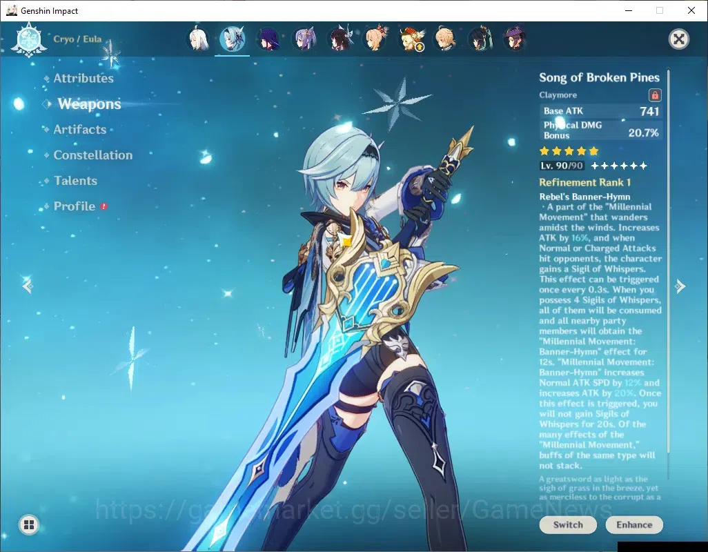 Genshin Impact Accounts ASIA|AR 60|EulaC6+Sign+PremTeam|13Limited+13(*5Wep image 9