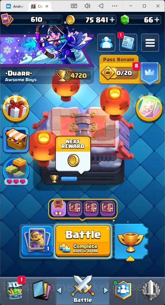 Clash Royale Accounts Mobile |Trophy 8592|4 EVO Cards|1 Hero Card|66 Gem image 1