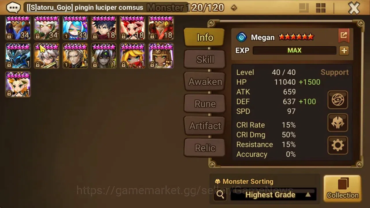 Summoners War: Sky Arena Accounts End-Game ASIA Lv 100|2 LD[Sukuna,Bella]|47 Total NB5[Ereshion,Fushiguro,Oliver,Etc]+139 13