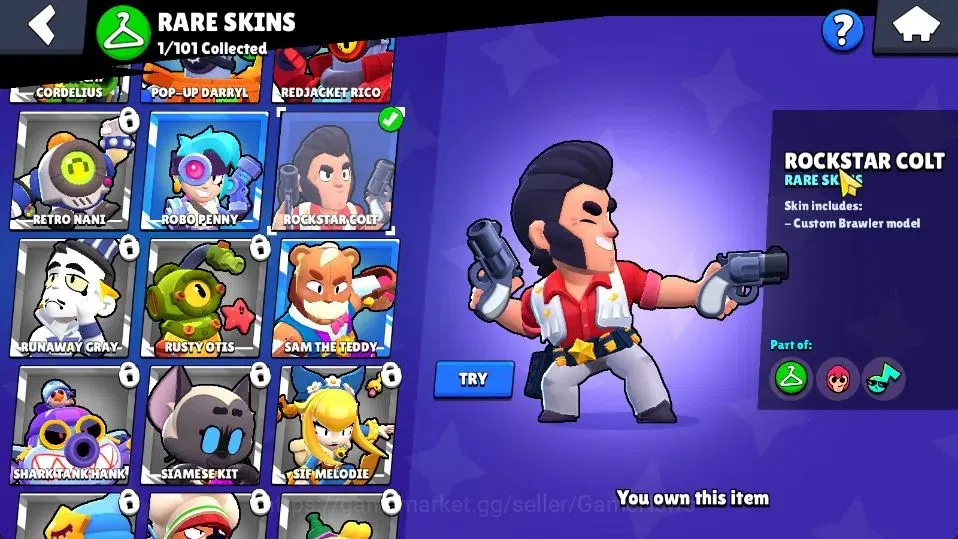 Brawl Stars Accounts 1003 Trophy|17 Brawlers 2 Max Lvl [Barley,Shelly]|10 Skins|1 Legend Skins [Paper Cordelius] 1 Epic|CN 11
