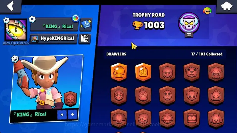 Brawl Stars Accounts 1003 Trophy|17 Brawlers 2 Max Lvl [Barley,Shelly]|10 Skins|1 Legend Skins [Paper Cordelius] 1 Epic|CN 13