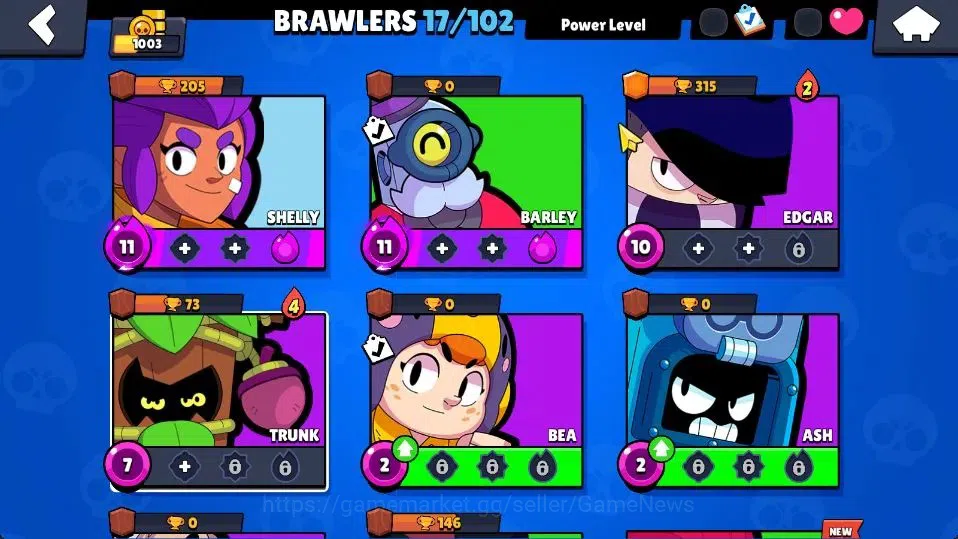 Brawl Stars Accounts 1003 Trophy|17 Brawlers 2 Max Lvl [Barley,Shelly]|10 Skins|1 Legend Skins [Paper Cordelius] 1 Epic|CN 5