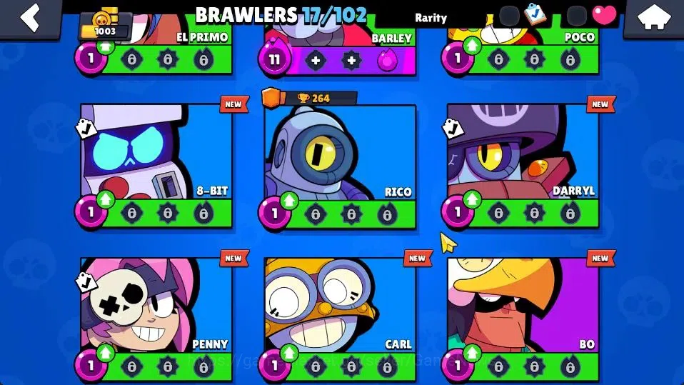 Brawl Stars Accounts 1003 Trophy|17 Brawlers 2 Max Lvl [Barley,Shelly]|10 Skins|1 Legend Skins [Paper Cordelius] 1 Epic|CN 7