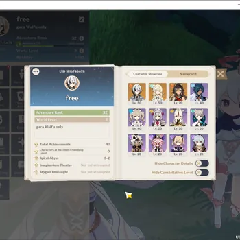 Genshin Impact Accounts Mid Game Asia|AR 32|1 Limited + 2(*5 Weapon)|Arlecchino|Standard Dehya|Female MC|Take Mail|Check