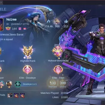Mobile Legends: Bang Bang Accounts Collector Global |Hero 133|Skin 399|Exalted|Legend Alucard|Prime YZ,Claude,Granger|CC