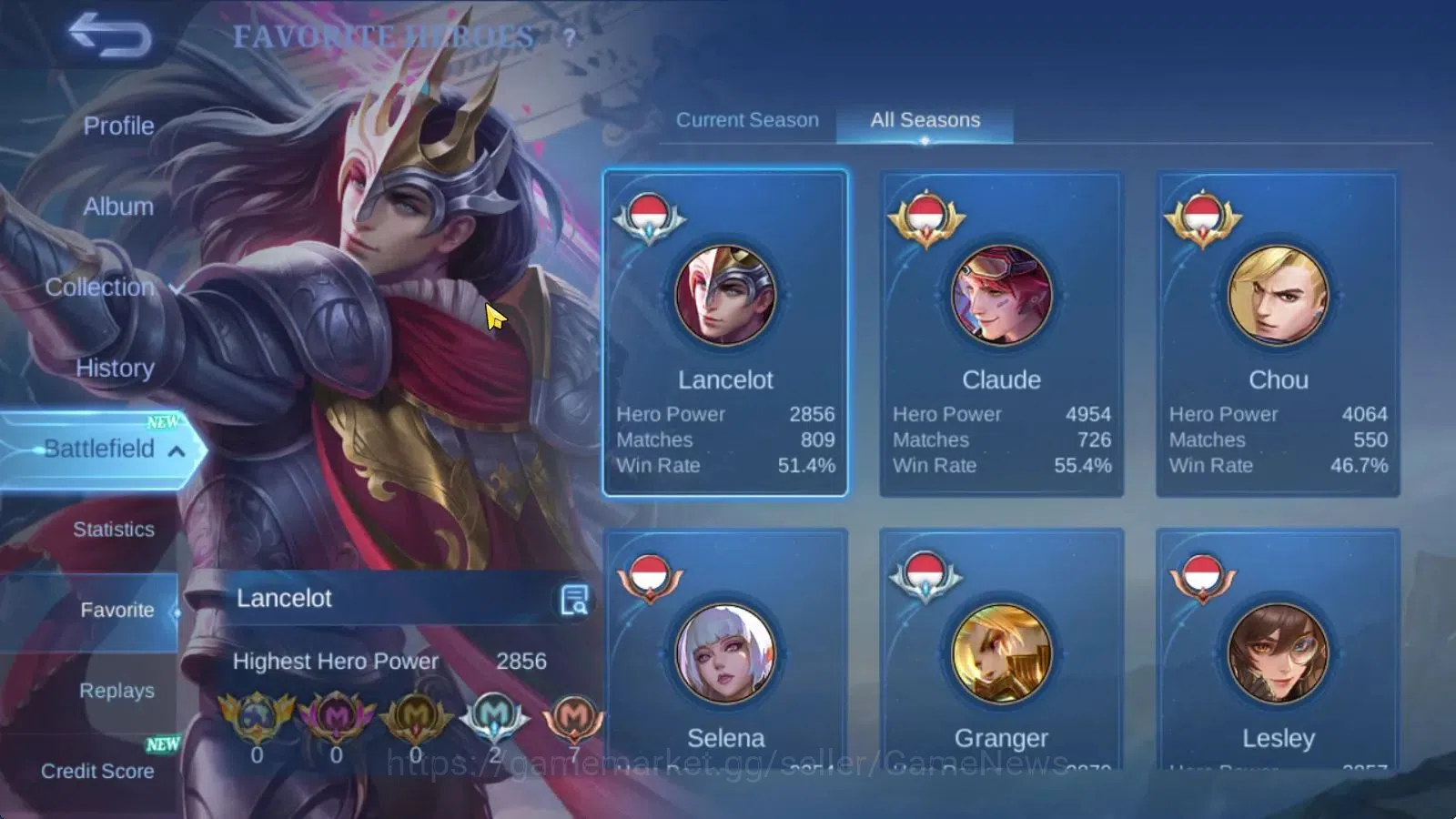 Mobile Legends: Bang Bang Accounts Hero 132|Skin 289|High Glory 88|Prime Granger,Sanr image 5
