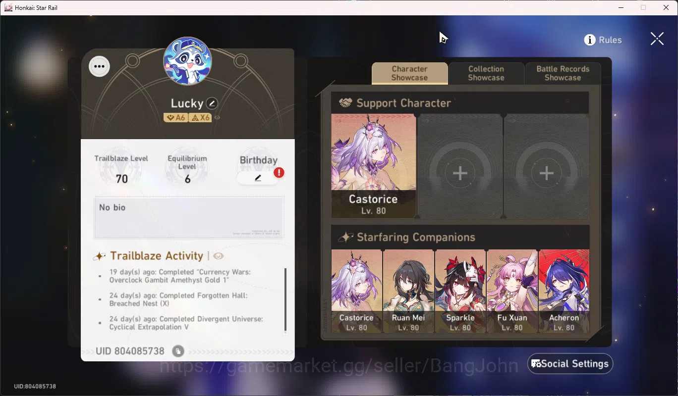 Honkai Star Rail Accounts ASIA TL70|15 Lim|Castorice E6+Sign|Acheron E2+Sign image 17