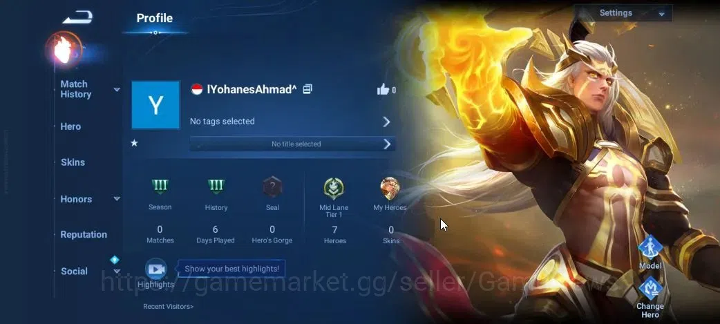 Honor of Kings Accounts Hero 7|Starter with Legend Skin Selection Chest(Di image 2