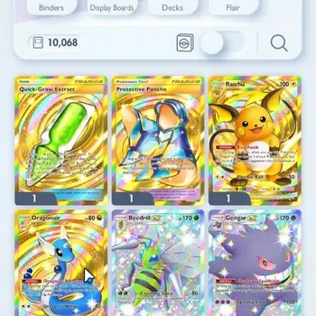 Pokémon TCG Pocket Accounts Rare Card EN 10K Card|167 EX|4 Crown (Grow Extract,Protect Poncho,Raichu,Dragonair