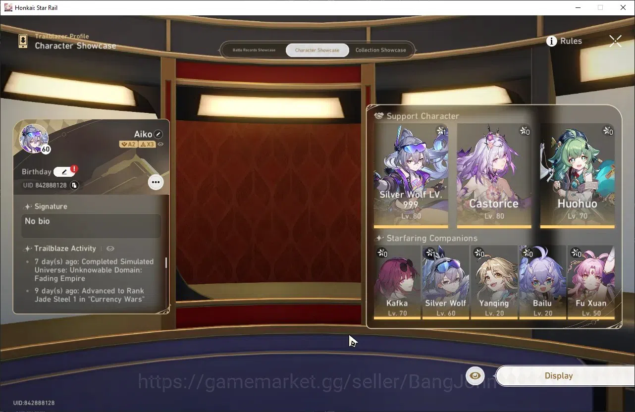 Honkai Star Rail Accounts Others Asia | TL 60, Castorice+Sign, Silver Wolf E1+Sign, Huohuo+Sign, Kafka+Sign, Fu Xuan+Sign 14