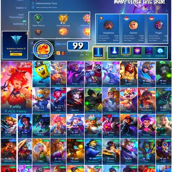 Mobile Legends: Bang Bang Accounts #4693 99 Skins | Fanny P.ACE Fanny (P.ACE) | Cyclops SpongeBob (SPONGEBOB) | Lancelot