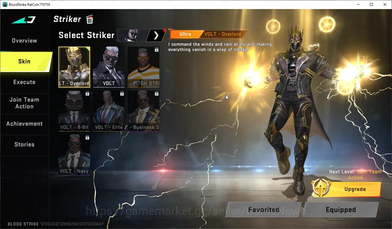 Blood Strike Accounts High-End ASIA|1 ULTRA VOLT-Overlord|3 Legendary (M4A1 Venom,AK47 Venom,M700 Haunted)|Log NetEase|Take 3
