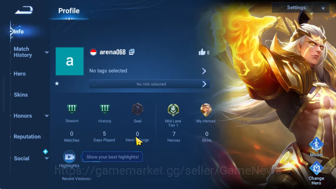 Honor of Kings Accounts Hero 7 |Starter with Legend Skin Selection Chest(D image 3