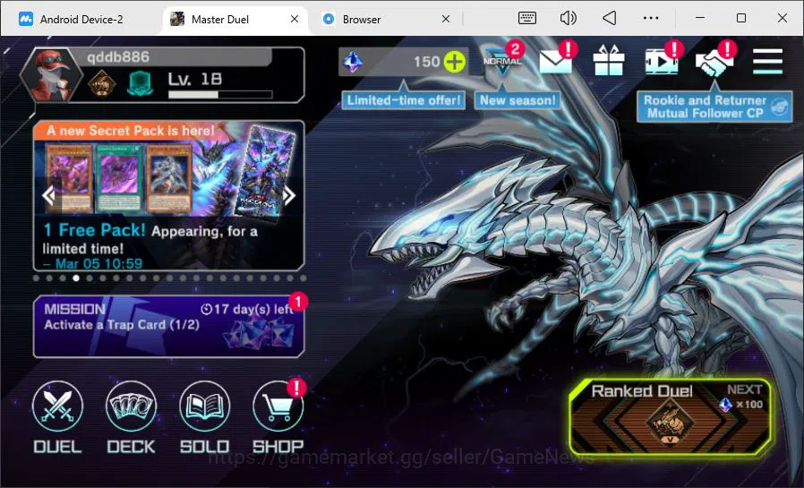 Lv 18 | 18 Deck|Vanquish-K9, Yummy, FiendSmith, Resonator, Etc|Ranked Available|Konami|CE ON|Check SS(YMD907) Yu-Gi-Oh! Master Duel Accounts Mid-Level Lv 18 | 18 Deck|Vanquish-K9, Yummy, FiendSmith, Resonator, Etc|Ranked