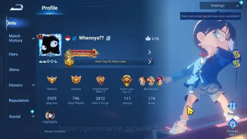 Honor of Kings Accounts Global | 111H 174S | Collab Connan+Blessed Luban N image 2