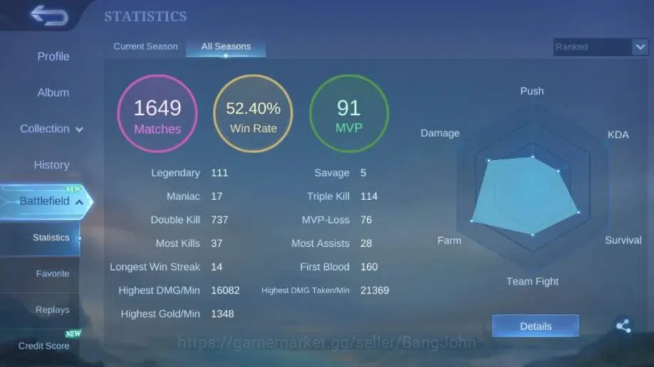 Mobile Legends: Bang Bang Accounts Global|Hero 69|Skin 84|Seasoned|CC Natalia|Gara|Va image 3