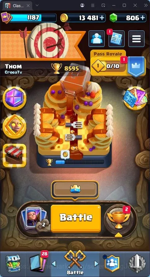Clash Royale Accounts High-End Trophy 8595|CL 1187|KTL 12|117 Cards + 1 Max|7 Champ|2 Hero + 7 Evo|Arena 22|806 Gems|13K 1